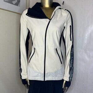 Lululemon Women's Run Draft Dodger Jacket Full Zip Polar Cream Lace Size 4